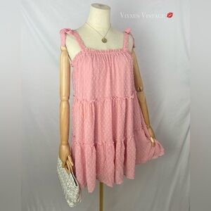 FRANCESCA’S TIE STRAP TIERED BABYDOLL DRESS IN ROSE